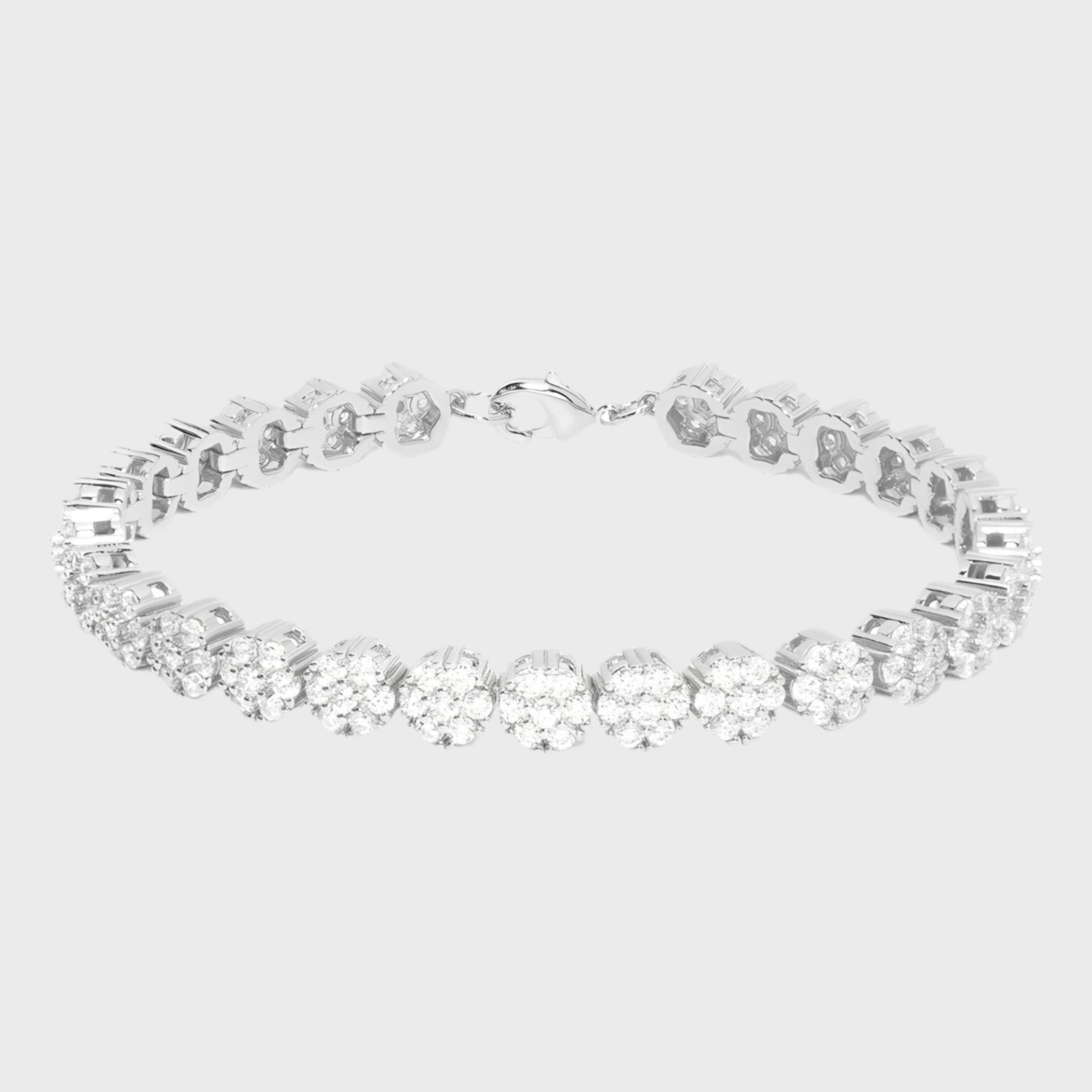 Flower Tennis Armband - 8 mm Weissgold