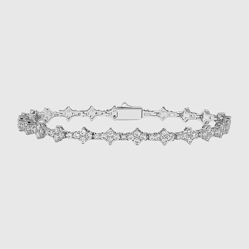 Honeycomb Armband - 3 mm Weissgold – Hochwertiger Schmuck aus rostfreiem Edelstahl & Titanium Steel mit funkelnden Zirkonia-Steinen, wasserfest & kratzfest – ideal für den Alltag