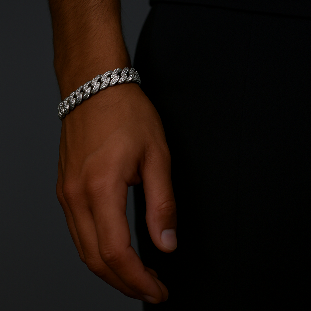 Icy Cubana Armband - 8 mm Weissgold