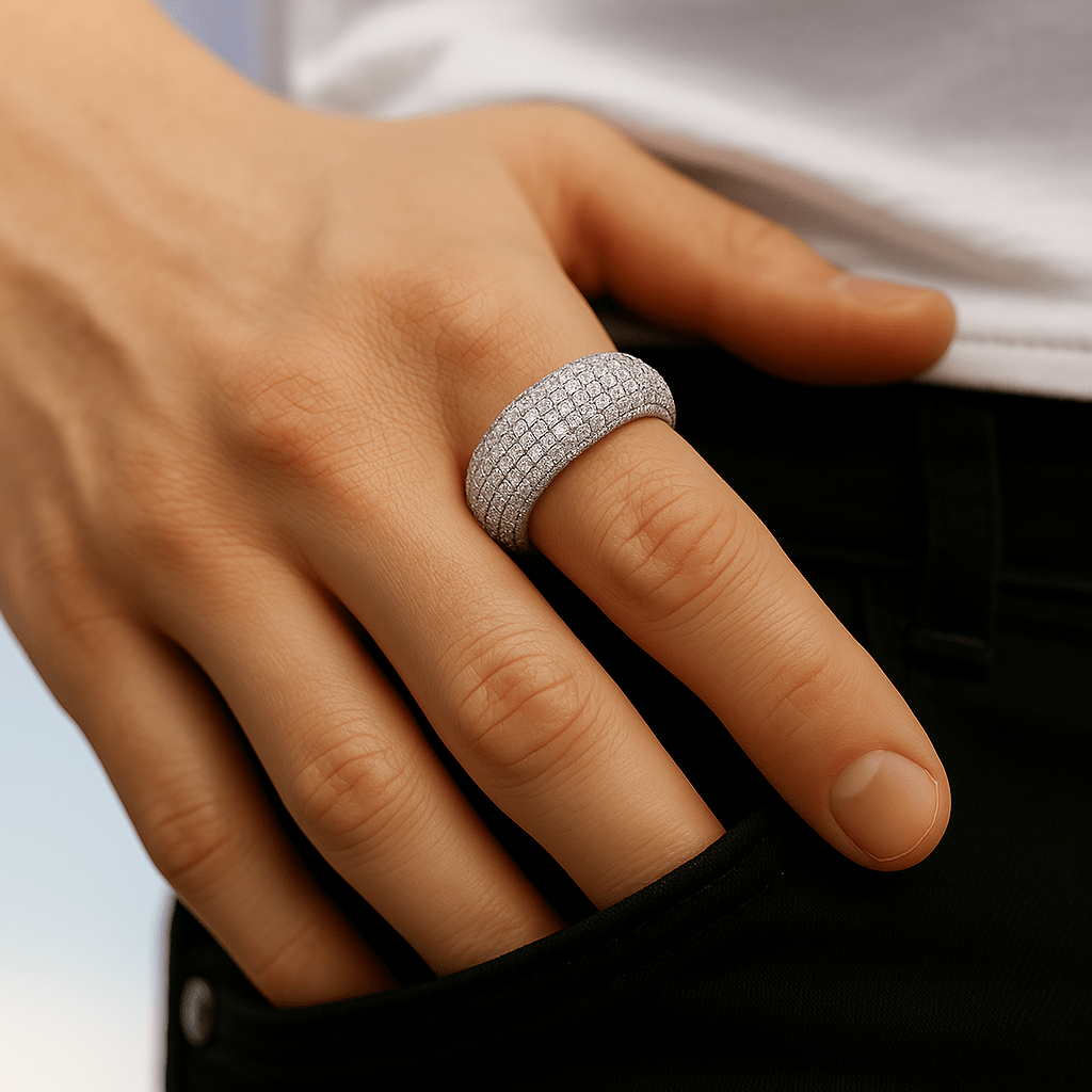 Arctic Ring - 6 mm Weissgold – hochwertiger Unisex Schmuck aus Weißgold mit Zirkonia | wasserfest & langlebig – Velorys