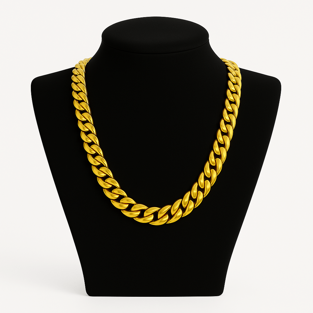Clean Cubana Kette - 12 mm 18K vergoldet – 18k vergoldeter Unisex Schmuck aus Edelstahl mit Zirkonia | wasserfest & langlebig – Velorys