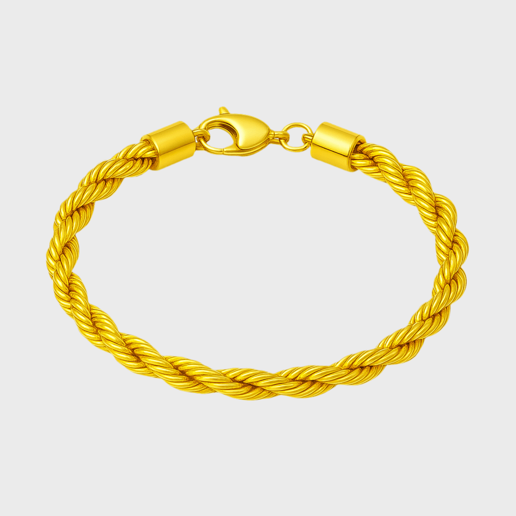 Clean Rope Armband - 6mm 18K vergoldet – 18k vergoldeter Unisex Schmuck aus Edelstahl mit Zirkonia | wasserfest & langlebig – Velorys