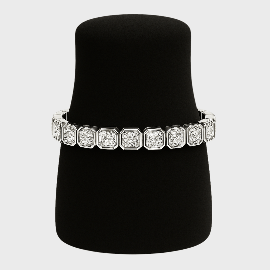 Ice Clustered Armband - 10 mm Weissgold – hochwertiger Unisex Schmuck aus Weißgold mit Zirkonia | wasserfest & langlebig – Velorys