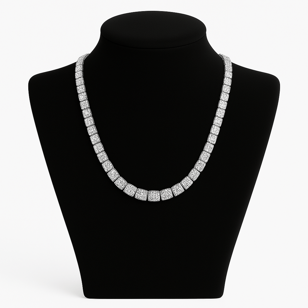 Iced Clustered Chain - 5 mm Weissgold – hochwertiger Unisex Schmuck aus Weißgold mit Zirkonia | wasserfest & langlebig – Velorys