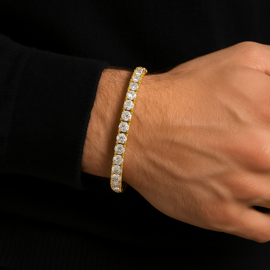 Tennisboy Armband - 5 mm 18K vergoldet – 18k vergoldeter Unisex Schmuck aus Edelstahl mit Zirkonia | wasserfest & langlebig – Velorys