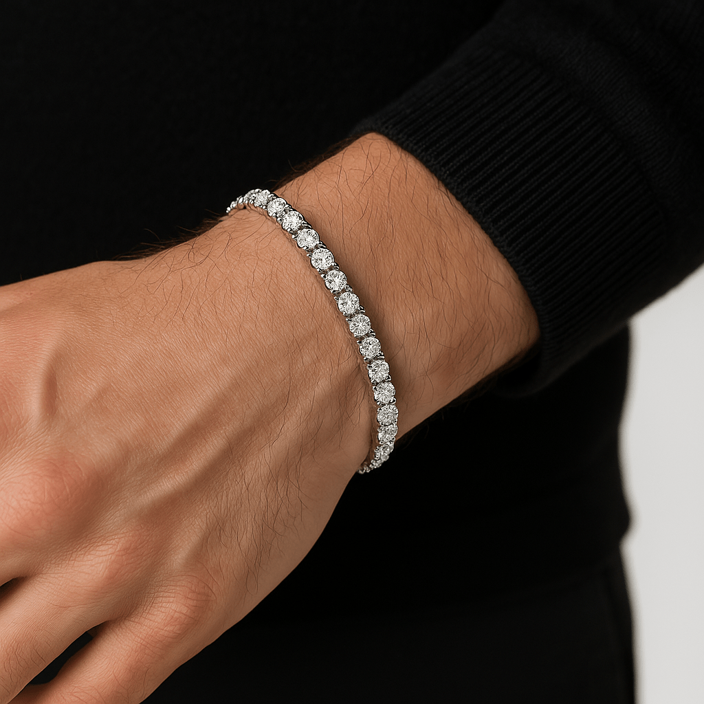 Tennisboy Armband - 5 mm Weissgold – hochwertiger Unisex Schmuck aus Weißgold mit Zirkonia | wasserfest & langlebig – Velorys