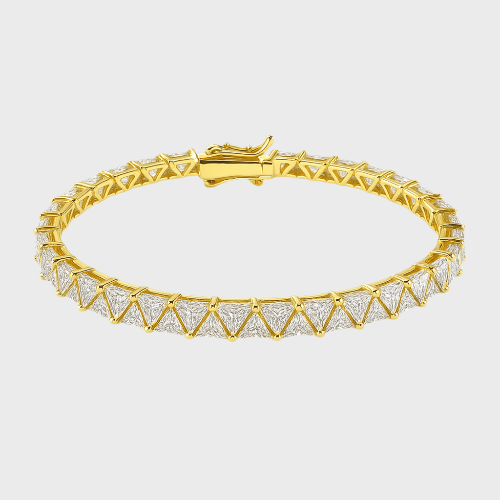 Triangle Tennis Armband - 5 mm 18K vergoldet – 18k vergoldeter Unisex Schmuck aus Edelstahl mit Zirkonia | wasserfest & langlebig – Velorys