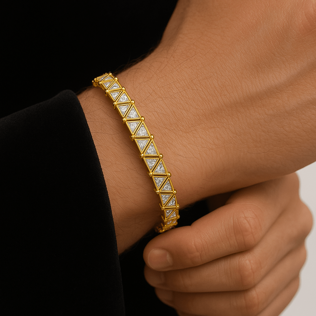 Triangle Tennis Armband - 5 mm 18K vergoldet – 18k vergoldeter Unisex Schmuck aus Edelstahl mit Zirkonia | wasserfest & langlebig – Velorys