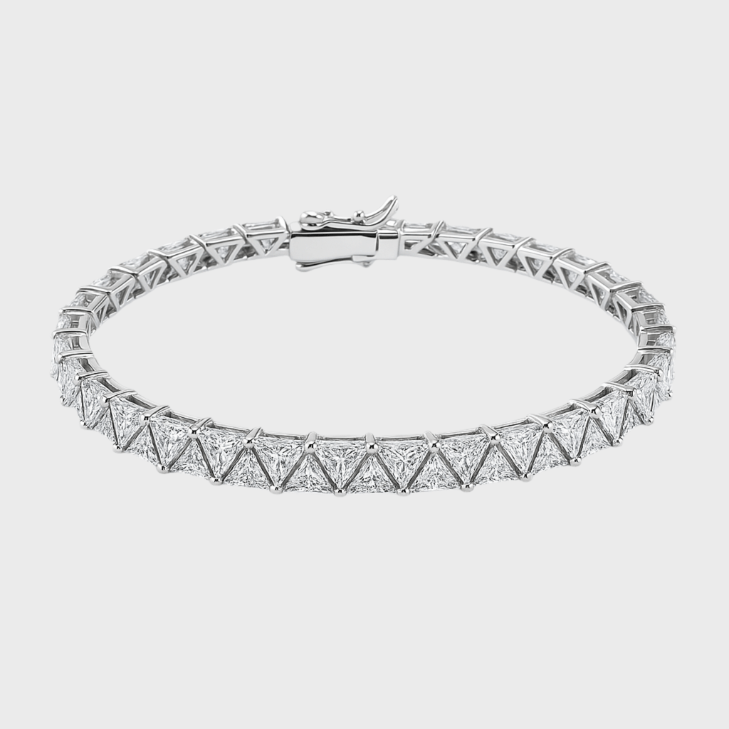 Triangle Tennis Armband - 5 mm Weissgold – hochwertiger Unisex Schmuck aus Weißgold mit Zirkonia | wasserfest & langlebig – Velorys