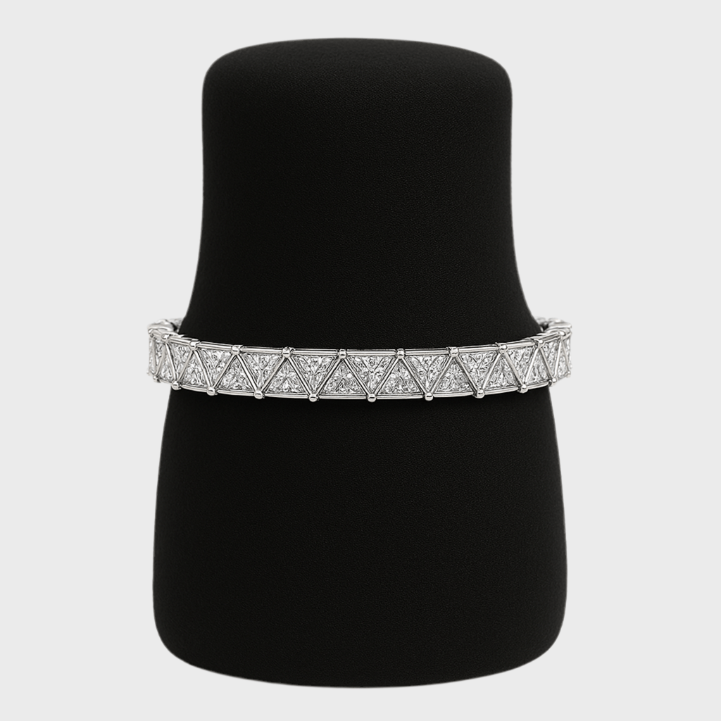 Triangle Tennis Armband - 5 mm Weissgold – hochwertiger Unisex Schmuck aus Weißgold mit Zirkonia | wasserfest & langlebig – Velorys