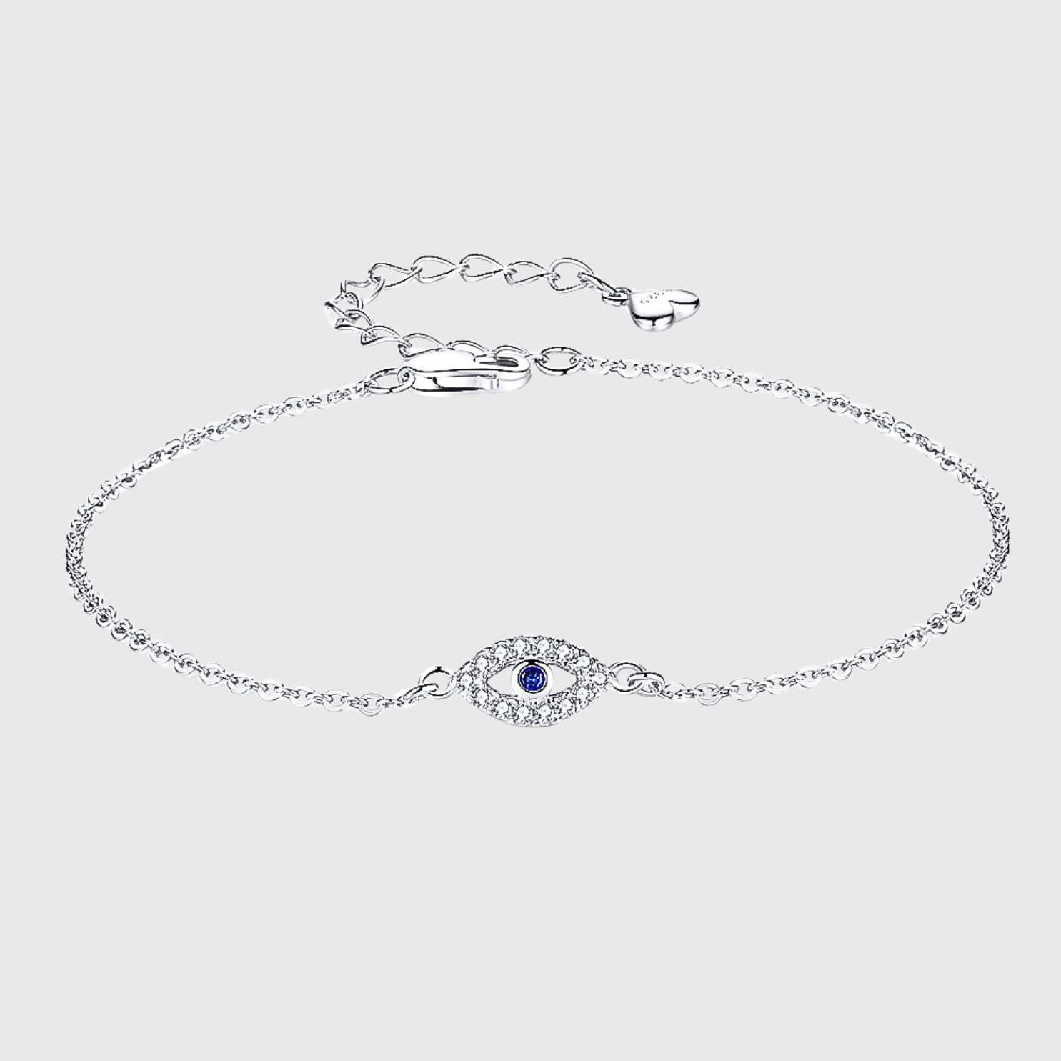 Evil Eye Armband S925 – Weissgold – hochwertiger Unisex Schmuck aus Weißgold mit Zirkonia | wasserfest & langlebig – Velorys