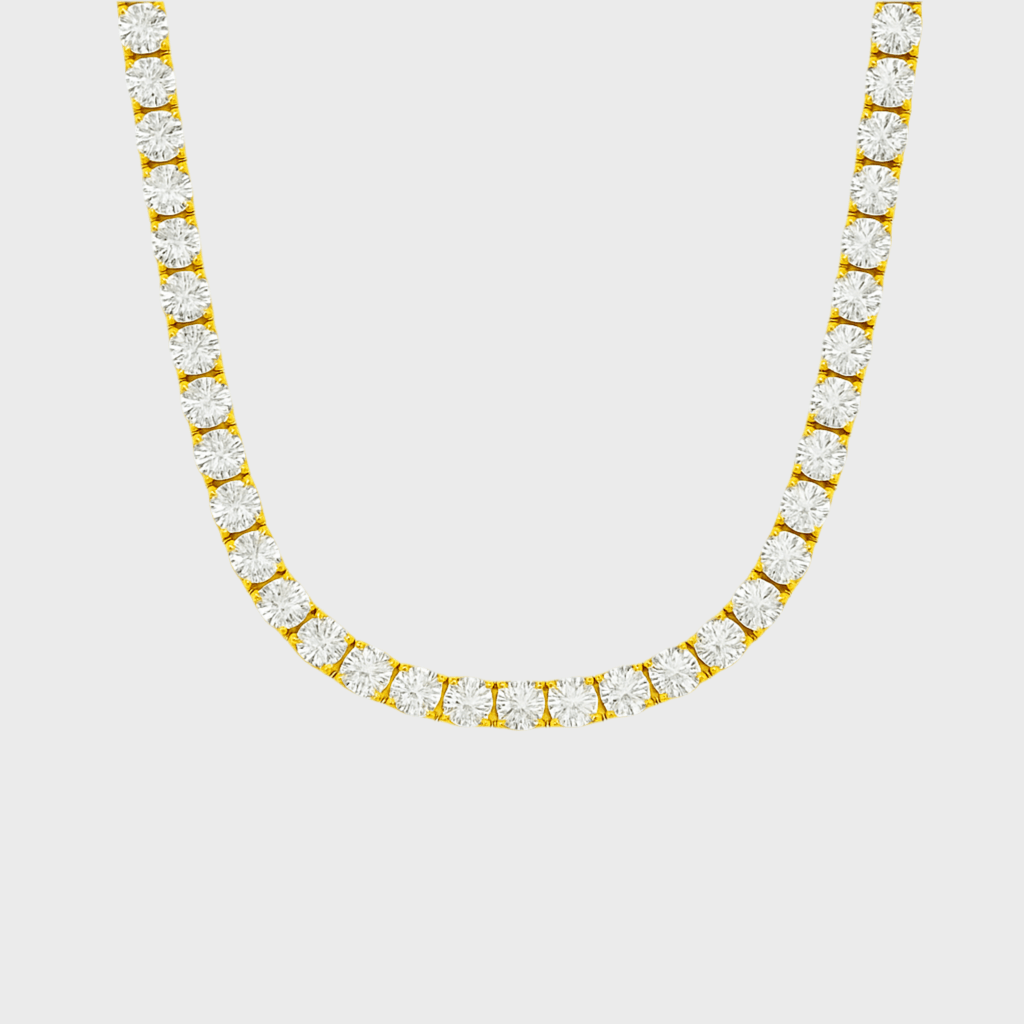 Ice Breaker Kette - 5 mm 18K vergoldet – 18K vergoldeter Schmuck aus Edelstahl & Titanium Steel mit funkelnden Zirkonia-Steinen, wasserfest, farbbeständig & ideal für den Alltag