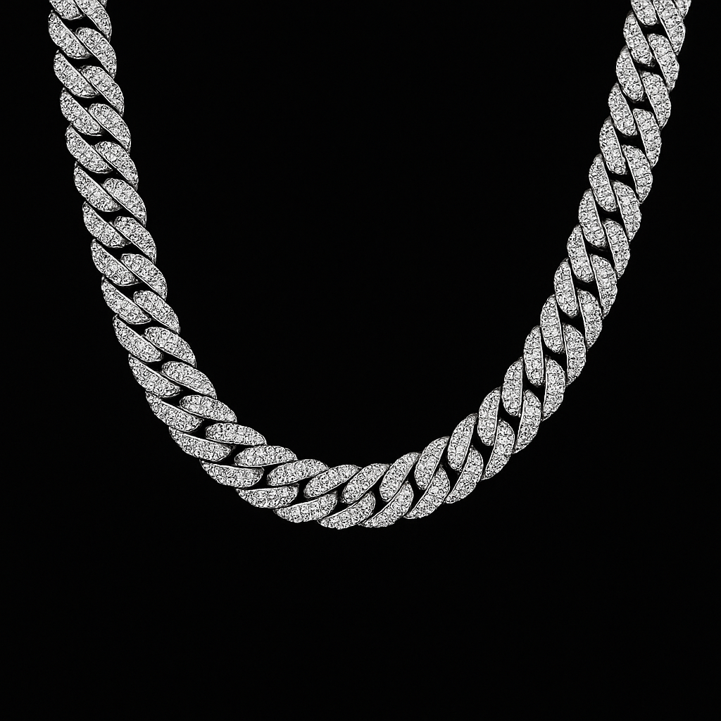 Icy Cubana Kette - 8 mm Weissgold