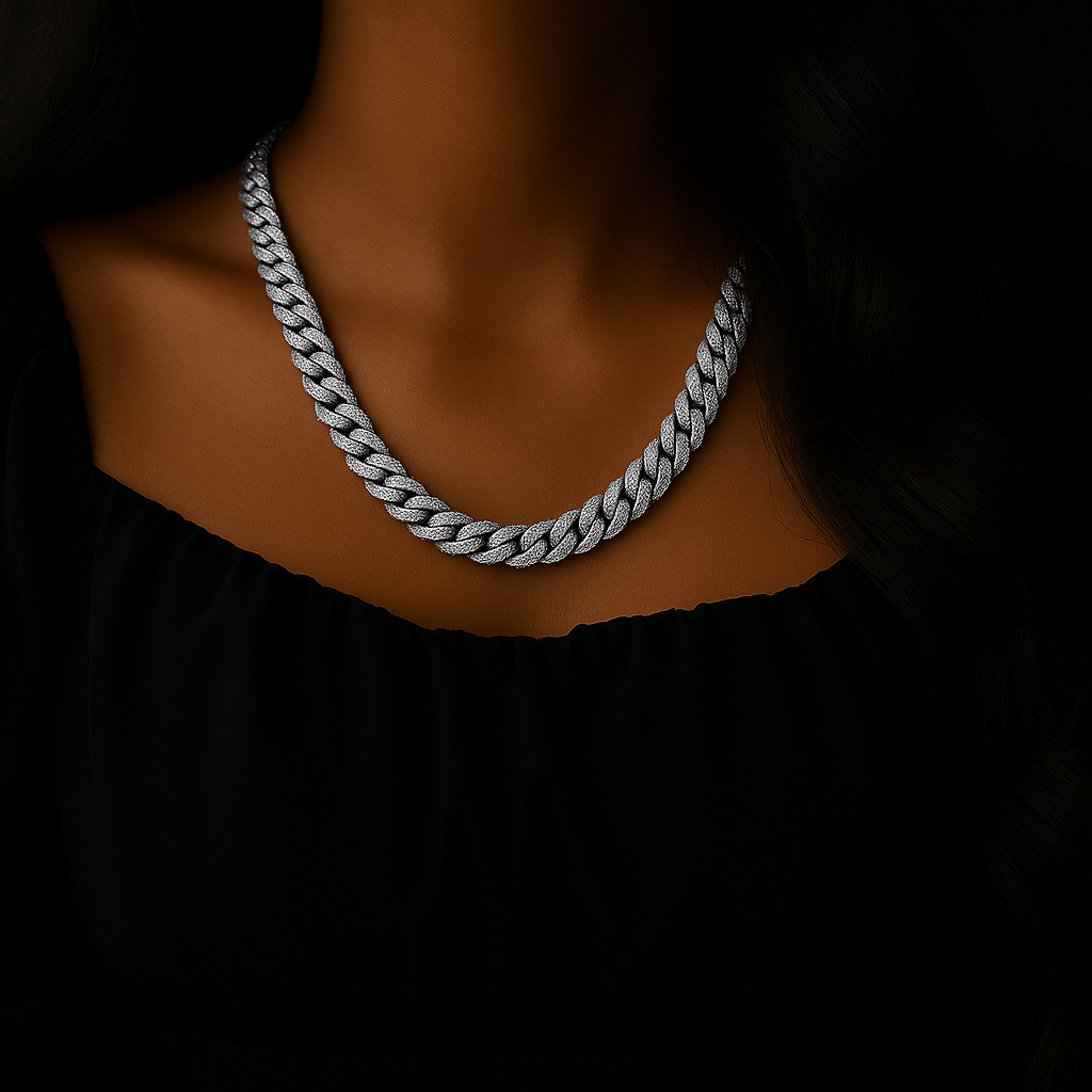Icy Cubana Kette - 8 mm Weissgold