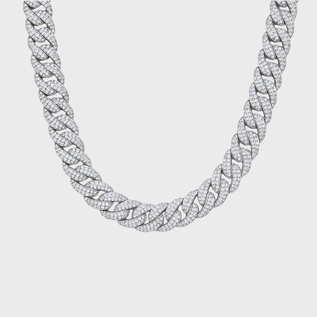 Icy Cubana Kette - 8 mm Weissgold